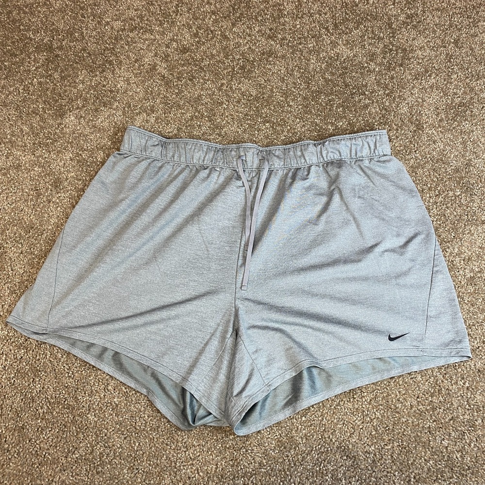 Nike Dri-Fit Training Athletic Shorts Womens 1X Gray Stretch Swoosh Gym Run Play